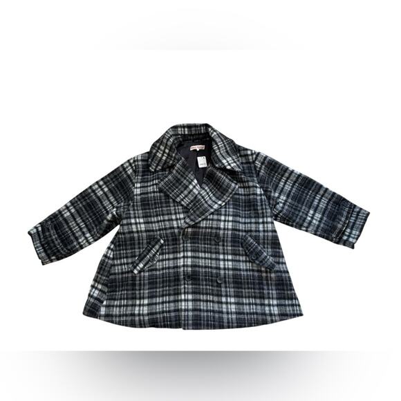 Free People Black and White Plaid Pea Coat NWT - Picture 2 of 10